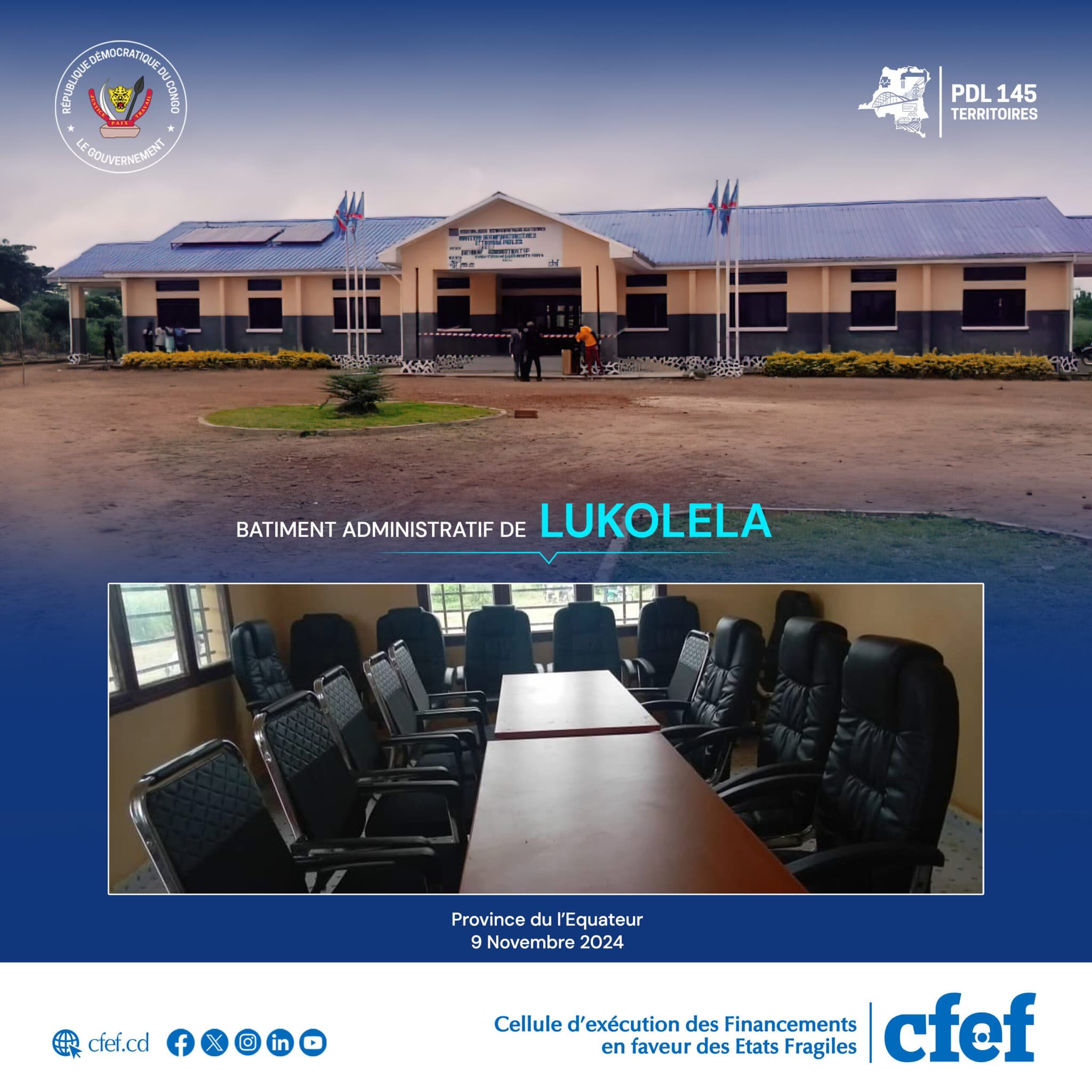 image en avant de PDL-145T: Le bâtiment administratif du territoire de Lukolela